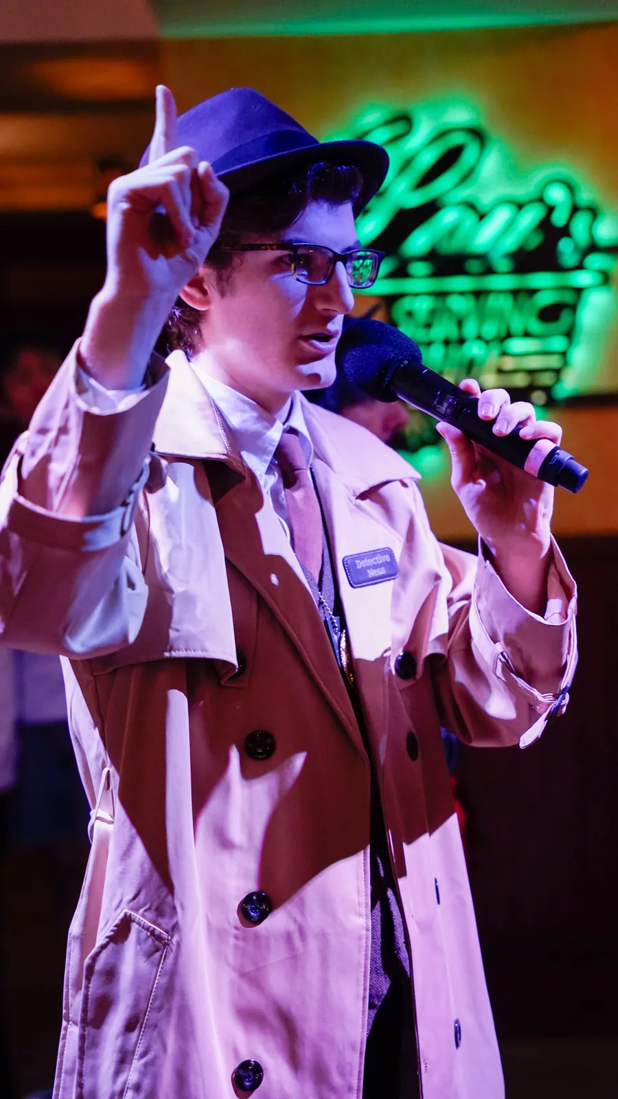 A Murder Mystery Company actor working the room at a Little Rock show